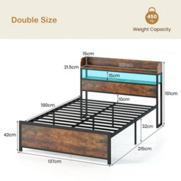 Double Bed Frame With Led Lights & Power Outlets - thumbnail 2