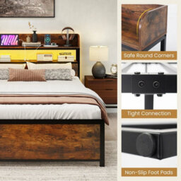Double Bed Frame With Led Lights & Power Outlets - thumbnail 5