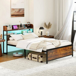 Double Bed Frame With Led Lights & Power Outlets - thumbnail 1