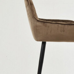 Lakeland Furniture Carson Mocha Brown Velvet Black Fixed Base Bar Stool - thumbnail 8