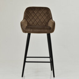 Lakeland Furniture Carson Mocha Brown Velvet Black Fixed Base Bar Stool - thumbnail 3