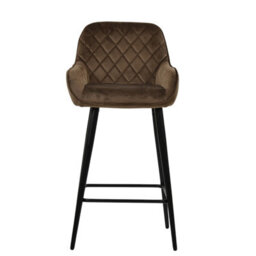 Lakeland Furniture Carson Mocha Brown Velvet Black Fixed Base Bar Stool - thumbnail 1