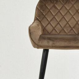 Lakeland Furniture Carson Mocha Brown Velvet Black Fixed Base Bar Stool - thumbnail 7