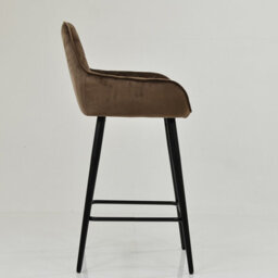 Lakeland Furniture Carson Mocha Brown Velvet Black Fixed Base Bar Stool - thumbnail 5