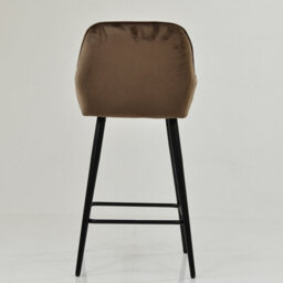 Lakeland Furniture Carson Mocha Brown Velvet Black Fixed Base Bar Stool - thumbnail 6