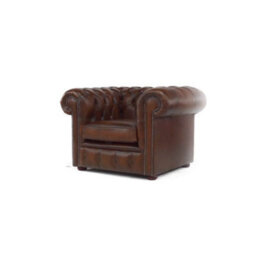 Chesterfield Low Back Club Armchair Antique Brown Real Leather In Classic Style - thumbnail 3