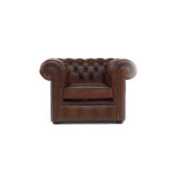 Chesterfield Low Back Club Armchair Antique Brown Real Leather In Classic Style - thumbnail 2