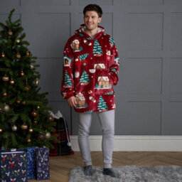 OHS Xmas Hoodie Blanket Throw Sherpa Fleece Warm Plush Jumper Sweatshirt Super Soft - thumbnail 6