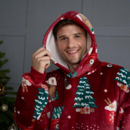 OHS Xmas Hoodie Blanket Throw Sherpa Fleece Warm Plush Jumper Sweatshirt Super Soft - thumbnail 8