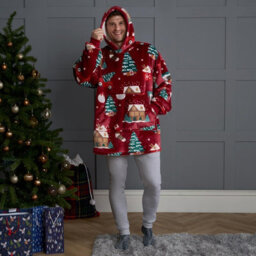 OHS Xmas Hoodie Blanket Throw Sherpa Fleece Warm Plush Jumper Sweatshirt Super Soft - thumbnail 7