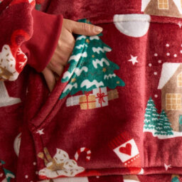 OHS Xmas Hoodie Blanket Throw Sherpa Fleece Warm Plush Jumper Sweatshirt Super Soft - thumbnail 4