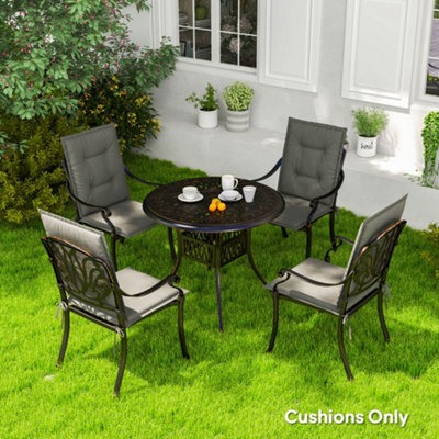 Outsunny Set Of 4 Garden Chair Cushions, Outdoor Seat Pads, Light Grey