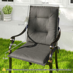 Outsunny Set Of 4 Garden Chair Cushions, Outdoor Seat Pads, Light Grey - thumbnail 3