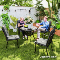 Outsunny Set Of 4 Garden Chair Cushions, Outdoor Seat Pads, Light Grey - thumbnail 7