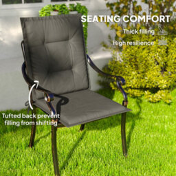 Outsunny Set Of 4 Garden Chair Cushions, Outdoor Seat Pads, Light Grey - thumbnail 4
