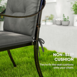 Outsunny Set Of 4 Garden Chair Cushions, Outdoor Seat Pads, Light Grey - thumbnail 6