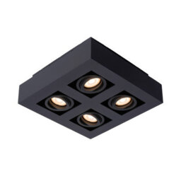 Lucide Xirax Modern Ceiling Spotlight - Led Dim To Warm - Gu10 - 4X5W 2200K/3000K - Black - thumbnail 1