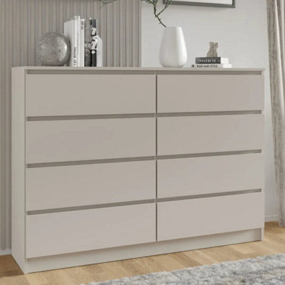 Arte Maja 140Cm Chest Of Drawers - Cashmere, Tall Eight-Drawer Storage With Soft Modern Warmth - image 1