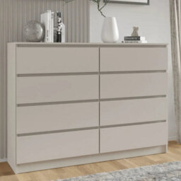 Arte Maja 140Cm Chest Of Drawers - Cashmere, Tall Eight-Drawer Storage With Soft Modern Warmth - thumbnail 1