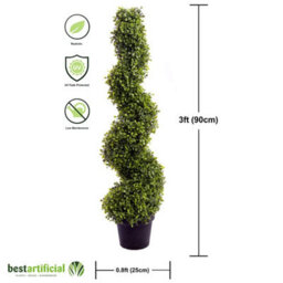 Best Artificial 3Ft - 90Cm Green Boxwood Spiral Topiary Tree - Suitable For Outdoor Use - Weather & Fade Resistant - thumbnail 3