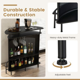 Costway Home Bar Table Industrial 4-Tier Curved Countertop Table Wine Storage Cabinet - thumbnail 8