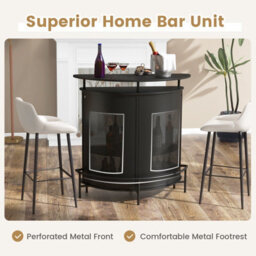 Costway Home Bar Table Industrial 4-Tier Curved Countertop Table Wine Storage Cabinet - thumbnail 6