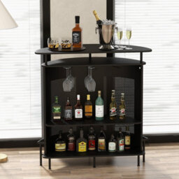 Costway Home Bar Table Industrial 4-Tier Curved Countertop Table Wine Storage Cabinet - thumbnail 5