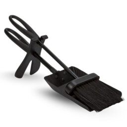 Fire82 Black Shovel And Brush Fireset With Loop Handle 40Cm Fireplace Tool Set Durable Metal Hearth Cleaning Accessory