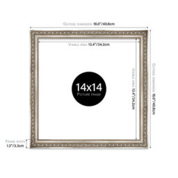 14X14 Silver Ornate Picture Frame (35.6 X 35.6Cm) Poster, Photo, Artwork, Gallery Wall Or Print - thumbnail 2