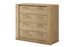 Arte Idea 10 Contemporary Chest Of Drawers Silver Handles 4 Drawers Oak Effect (H)91Cm (W)100Cm (D)42Cm - thumbnail 2