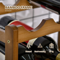 Homcom Free Standing Wine Rack 16 Bottle Holders, Bamboo Display Shelf, Brown - thumbnail 6