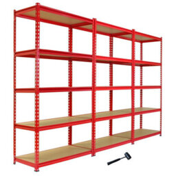 MonsterShop Pack Of 3 Garage Shelving Unit - 5 Tier Heavy Duty Rack For Storage Steel Utility Shelves
