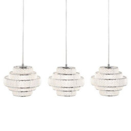Pagazzi Lighting Pagazzi Heini 3 Light Chrome And Crystal Pendant Ceiling Bar - thumbnail 2