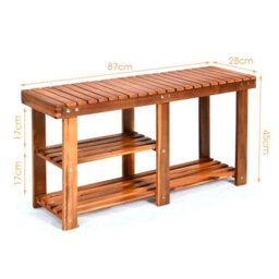 Gainoom 3-Tier Large Acacia Wood Shoe Rack Bench Shoe Organizer - thumbnail 2
