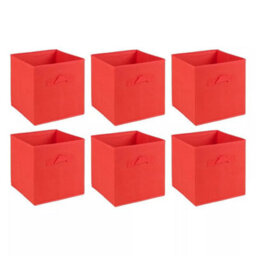 Urbn-Living Red - Medium Collapsible Cube Storage Boxes - 27X21.5X24.5Cm - thumbnail 1
