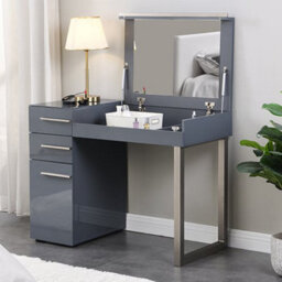 Furniture in Fashion Carter High Gloss Dressing Table With Mirror In Grey