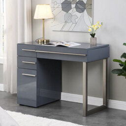 Furniture in Fashion Carter High Gloss Dressing Table With Mirror In Grey - thumbnail 2