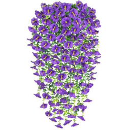Artificial Flowers, 4 Pieces Petunia Artificial Outdoor Plant, Artificial Hanging Petunia Plant, Uv Resistant Flowers, Purple - thumbnail 1