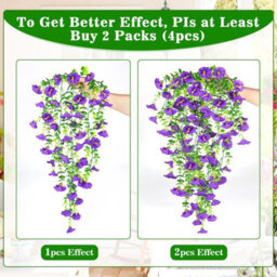 Artificial Flowers, 4 Pieces Petunia Artificial Outdoor Plant, Artificial Hanging Petunia Plant, Uv Resistant Flowers, Purple - thumbnail 8