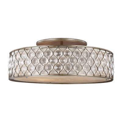 Elegant 6 Bulb Flush Mount Light With Linen Fabric Shade