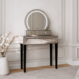 CARME Home Kendall X Laguna Silver Led Mirror Dressing Table - thumbnail 1