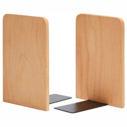 Book Ends, 2 Pack Natural Bamboo Bookend Heavy Duty Bookends Walnut Wood Wooden - thumbnail 1