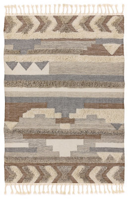 Beige Handmade Kilim Luxurious Modern Wool Geometric Graphics Rug Easy To Clean Living Room And Bedroom-200Cm X 290Cm