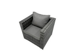 Fimous Outdoor Coffee Table Sofa Armchair Set With 2 Side Tables 2 Small Footstools Garden Furniture Set Dark Grey Mixed - thumbnail 6