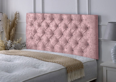 "Adore Designs Chesterfield Crushed Velvet 2Ft6 Small Single 24"" Headboard -  Pink"