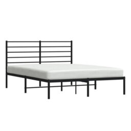 Vidaxl Metal Bed Frame Without Mattress With Headboard Black 120X190Cm - thumbnail 5