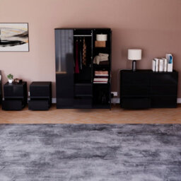 Lassic Vida Designs Glinton 4 Piece Black Fsc Bedroom Set - (6 Drawer Chest, 3 Door Wardrobe, 2 Drawer Bedside Chest X2) - thumbnail 3