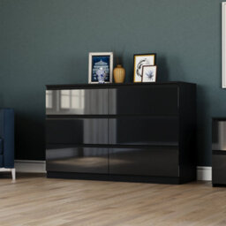 Lassic Vida Designs Glinton 4 Piece Black Fsc Bedroom Set - (6 Drawer Chest, 3 Door Wardrobe, 2 Drawer Bedside Chest X2) - thumbnail 4