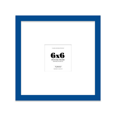 "6X6"" Blue Picture Frame - 6X6"" Square Frame With 3X3"" Mount For 6X6""/3X3"" Pictures Art Deco Style Room Decor, 1 Pack" - image 1