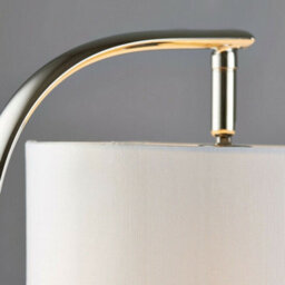 Standing Floor & Table Lamp Set Bright Nickel & White Shade Curved Stem Light - thumbnail 3